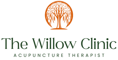 Logo for The Willow Clinic Acupuncture Therapist featuring an orange willow tree icon.
