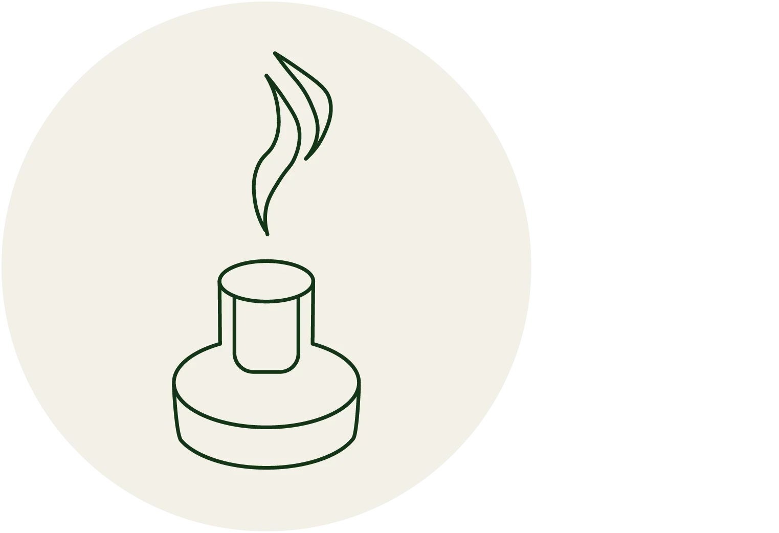 Line art icon of a moxa stick with rising smoke for moxibustion therapy.